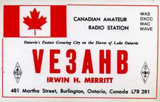QSL- VE3AHB 1977 Canadian Amateur Radio Station